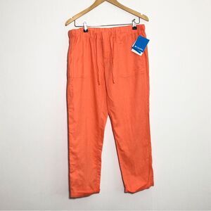 Columbia Pant Womens Medium Orange Linen Cotton Coastal Escape Capri Cropped New